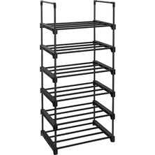 Storemax 6 Katlı Ayakkabı Rafı, Metal Ayakkabı Rafı, 12-15 Çift Ayakkabı Için Ayakkabı Düzenleyici, Istiflenebilir, Koridor, Oturma Odası, Yatak Odası Için, 30 x 45 x 106 Cm, Siyah LSA23BK