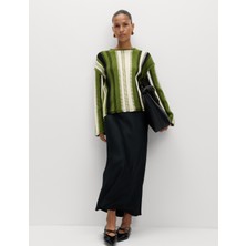 Marks & Spencer Pamuk Karışımlı Çizgili Bisiklet Yaka Triko Kazak