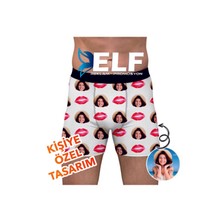 Elf Reklam Kişiye Özel Resimli Öpücüklü Boxer