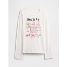 Gap Kız Çocuk Beyaz Grafik T-Shirt