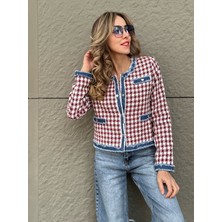 Leilaa Tasarım Kot Detaylı Kareli Ceket