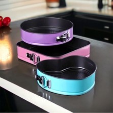 Storemax 3'lü Renkli Kelepçeli Kek Kalıbı Seti, Bordo, Pembe ve Turkuaz