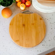 Storemax Bambu Kesim Sunum Tahtası Yuvarlak 28 * 28 * 1,5 Cm, Asma Aparatlı Kesme Tahtası, Ahşap Kesme Tahtası.