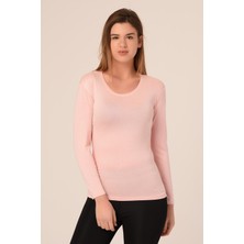 Disentis Modest Yuvarlak Yaka Uzun Kollu Pamuklu Somon Body