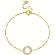 Brezza Lusso Jewelry 925 Ayar 18K Altın Kaplama Minimal Halka Zirkon Taşlı Bileklik