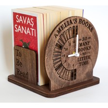 Tanatolye Kişiye Özel Ahşap Kitap Tutucu ve Okuma Standı – Masa Saati, Kitaplık Bölmeli, Masaüstü Organizer