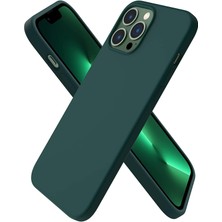 Storemax 13 Pro Max Kılıf 6.7 ile Uyumlu, Ince Sıvı Silikon 3 Katmanlı Tam Kaplamalı Yumuşak Jel Kauçuk Kılıf Kapak, Koyu Yeşil