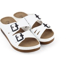 M Miel Kadın Ortopedik Çift Bantlı Tokalı Rahat Ev Terliği Terlik