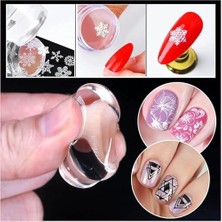 Storemax Aputue Tırnak Sanatı Damgası, Silikon Şeffaf Tırnak Damgalama Jeli ve Kazıyıcı, 2.8 cm Başlıklı Şeffaf Jel Silikon Alet, Dıy Fransız Ucu Için Kaymayan Tırnak Damgalama Seti