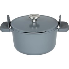 Storemax Leo Phantom Kapaklı Yapışmaz Derin Tencere 24 cm Grey
