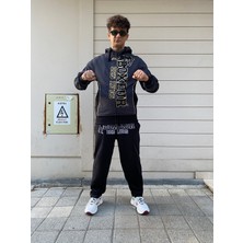 Boxeur Des Rues Dark Grey Full Zip Hoodie With Logo Gold