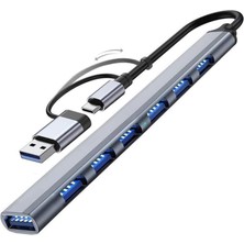 Storemax 7in1 USB ve Type-C Girişli USB Çoğaltıcı 7in1 USB 3.0 Çoğaltıcı Type-C To USB Çevirici Akım Korumalı