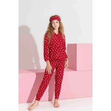 Miniğimin Cicileri Termal Kumaş Kalp Desenli Kız Çocuk Pijama Takımı - Kırmızı