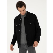 Cacharel Erkek Siyah Regular Fit Yün Karışımlı Kaşe Mont 50292077-VR046