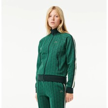 Lacoste Regular Fit Fermuarlı Monogram Kadın Yeşil Sweatshirt
