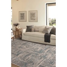 Halı Sepeti Madrid 1005 Mavi Halı Kilim Kaymaz Taban Salon Mutfak Kesme Yolluk Makine Halısı