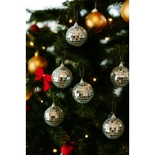 Dodomar 4 cm 6'lı Gümüş Disko Topu Yılbaşı Ağaç Süsü Seti – Parlak Dekoratif Top Süs