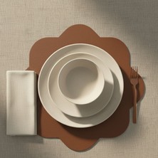 Grand Fine Art 2 Adet Deri Amerikan Servis-Kolay Silinebilir SUPLA-33X33 Cm-Sekizgen Çiçek Desenli