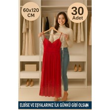 Erfa Plastik Ambalaj Askılı Uzun Elbise Poşeti 60×120 cm – Şeffaf Naylon – 30'lu Paket | Elbise, Kıyafet, Mont, Takım Elbise, Abiye Koruma Kılıfı