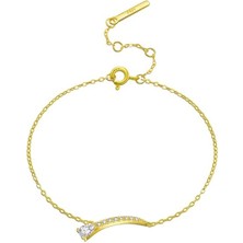 Brezza Lusso Jewelry 925 Ayar 18K Altın Kaplama Elif Yıldız Zirkon Bileklik