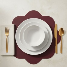 Grand Fine Art 2 Adet Deri Amerikan Servis-Kolay Silinebilir SUPLA-33X33 Cm-Sekizgen Çiçek Desenli