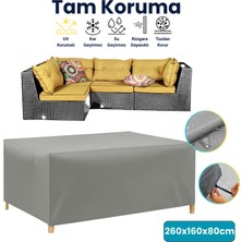 Dokaca Gri 260X160X80 Dış Mekan Mobilya Koruma Örtüsü Bahçe Mobilya Örtüsü Su ve Toz Geçirmez