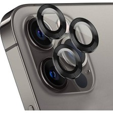 Ennar Apple iPhone 15 Pro 6.1'' Metal Çerçeveli Kamera Koruma Lensi Siyah