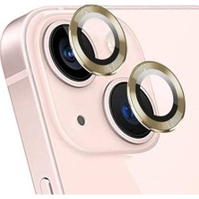 Ennar Apple iPhone 15 6.1'' Metal Çerçeveli Kamera Koruma Lensi Altın