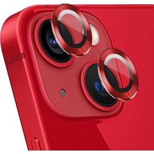 Ennar Apple iPhone 15 6.1''  Metal Çerçeveli Kamera Koruma Lensi Kırmızı