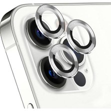 Ennar Apple iPhone 15 Pro 6.1'' Metal Çerçeveli Kamera Koruma Lensi Gümüş