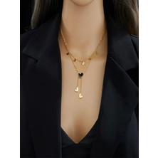 Alya's Aksesuar 316L Paslanmaz Çelik 2 Sıralı Kalpli Kolye