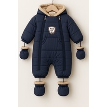 DeKuBaby Yeni Sezon Özel Tasarım Figürlü Cepli Kapüşonlu Bebek-Çocuk Kozmonot - Astronot Tulum Mont