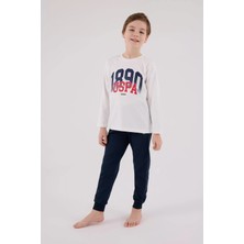 The Log İnvest U.s. Polo Assn Uzun Kol Pijama Takım US2203-4 Beyaz