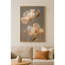 seninürünün Serenity Floral I Tekli – Gerçek Cama Baskı Gold Alüminyum Metal Çerçeveli Tekli Modern Tablo