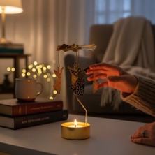 Keyfim Shop Altın Renkli Döner Melek Isı ile Dönen Dekoratif Mumluk