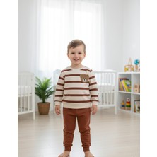 Yusgos Çizgili Bear AyıcıkN Akışlı Erkek Bebek Takım Kahverengi 6-9 AY