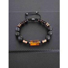 Tahrastone Fosilli Natürel Baltık Damla Kehribar-9-10 mm Avustralya Siyah Opal -Mat Oniks-Hematit Doğaltaş Bileklik Takı Aksesuar Erkek Bileklik