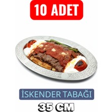 Binbir Trend Oval Krom Çelik Iskender ve Servis Tabağı – Otantik Işlemeli, 35 cm
