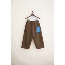 Magu Unisex Çocuk Kadife Kahverengi Fitilli Jogger Pantolon – Lastik Belli, Rahat Kesim