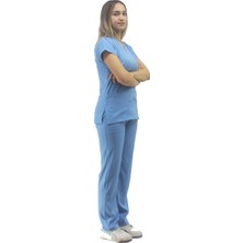 Onora Unisex Soft Likra Açık Mavi Hemşire ve Doktor Üniforması ,cerrahi Takım Scrubs  Üniforma
