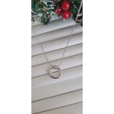 Çelik Gümüş Renk Halka Modelli Kolye