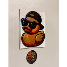 Ördek 10X8.5CM Sticker Folyo-Araba Motosiklet Kask Modifiye ve Aksesuar Müzik Sarı Ördek Sticker
