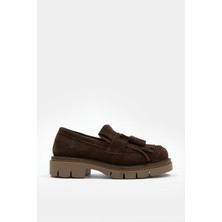 Nilufarr Jeremy Acı Kahve Süet Hakiki Deri Kadın Loafer