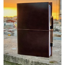 Aegean Leather Pasaport ( A6 ) Deri Defter Kılıfı Coffee