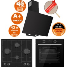 Ferre Fryart&silentart Mile Sessiz Yeni Seri Siyah Ankastre  Set ( D077-SA + XE63CS + LN385 )