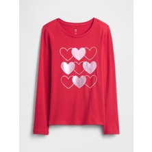 Gap Kız Çocuk Kırmızı Grafik T-Shirt
