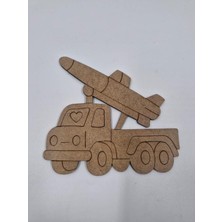 10 Adet Sevimli Füze Kamyonu Ahşap Boyama Okul Diy Etkinlik Aktivite Sanat 15 cm x 14 cm