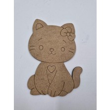 1 Adet Sevimli Kedi Ahşap Boyama Okul Diy Etkinlik Aktivite Sanat 15 cm x 10 cm