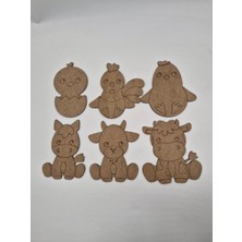 6 Adetlik Set Sevimli Hayvan Figürleri Ahşap Boyama Okul Diy No2 Etkinlik Aktivite Sanat