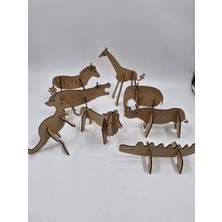 8 Adet Ahşap 3D Hayvanlar Boyama Seti Okul Dıy Etkinlik Aktivite Sanat 15 cm